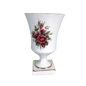 Vintage Harleigh Bone China England Small Floral Pedestal Vase, Home Decor